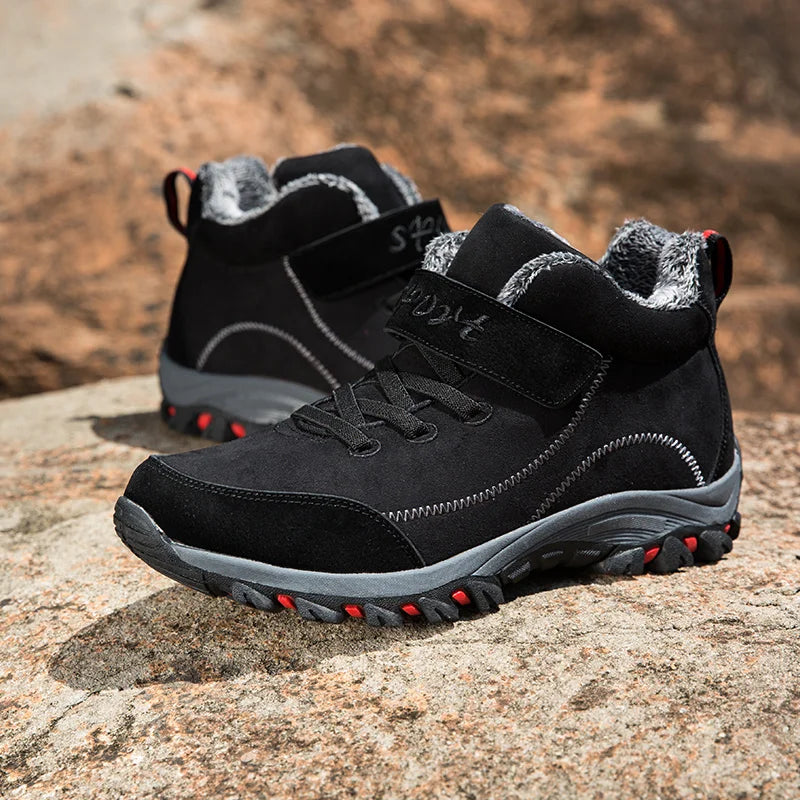 fachgo | Waterproof Winter Men Boots Suede Warm Snow Outdoor Sneakers Boots Men Work Casual Shoes High-top Non-slip Ankle Boots