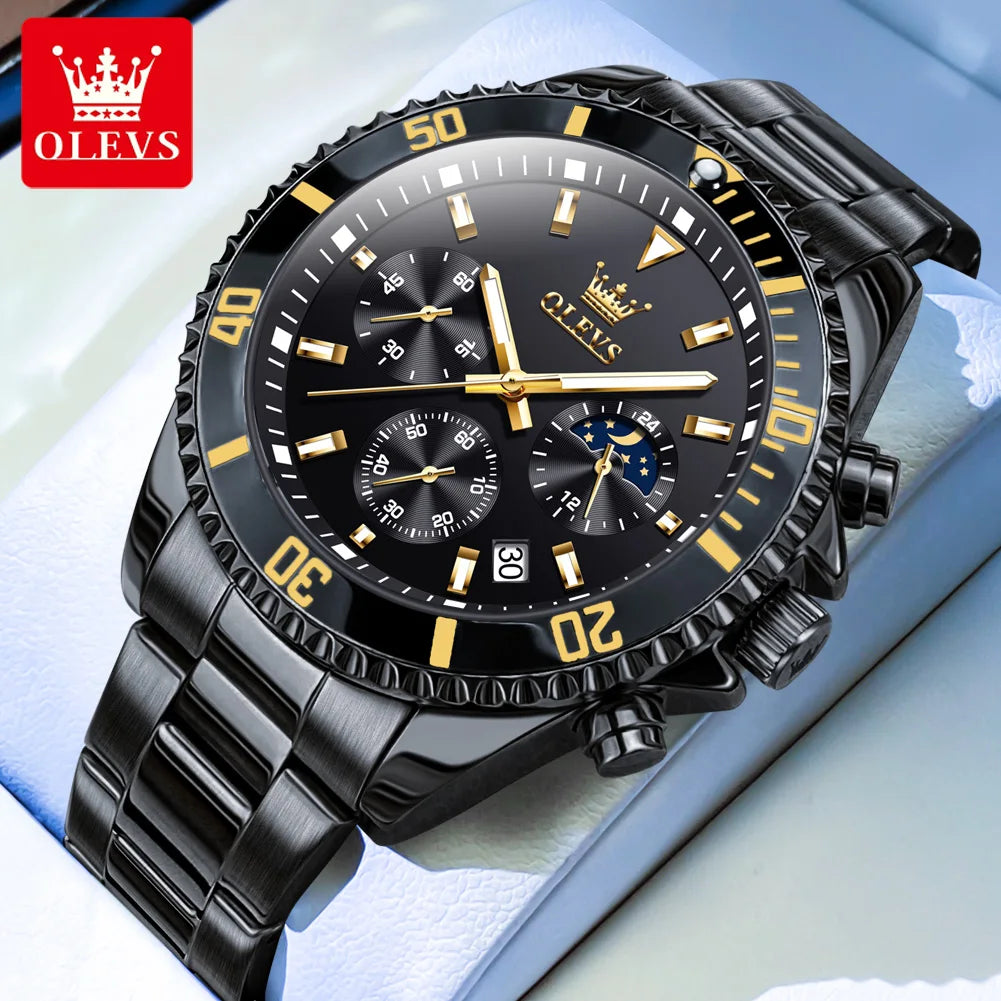 fachgo | OLEVS Watches For Men Classic with Date Dress Luxury Big Face Waterproof Luminous Men's Wrist Watch Stainless Steel Men Watch