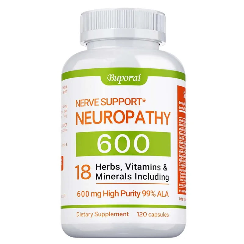 fachgo | Neuropathy Support Supplement 600mg - Antioxidant, Promotes Nerve Health, Cellular Energy, Metabolism and Anti-aging, Non-GMO