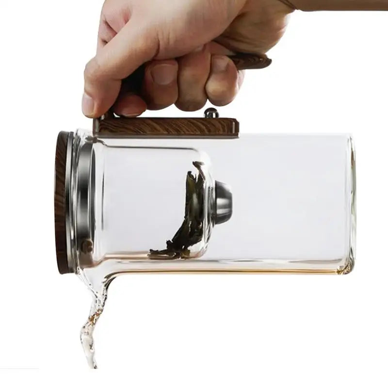 fachgo | 1 Set Glass Teapot With Infuser One Click Magnetic SwitchTea Separation Filtration Glass Tea Pot Drip-Free Spout Tea Pot