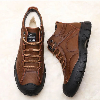 fachgo | Men's Winter Velvet Thick Boots Outdoor High Top Snow boots Casual Waterproof Shoes New Lace Up Men Cotton Shoes Botas Zapatos ﻿