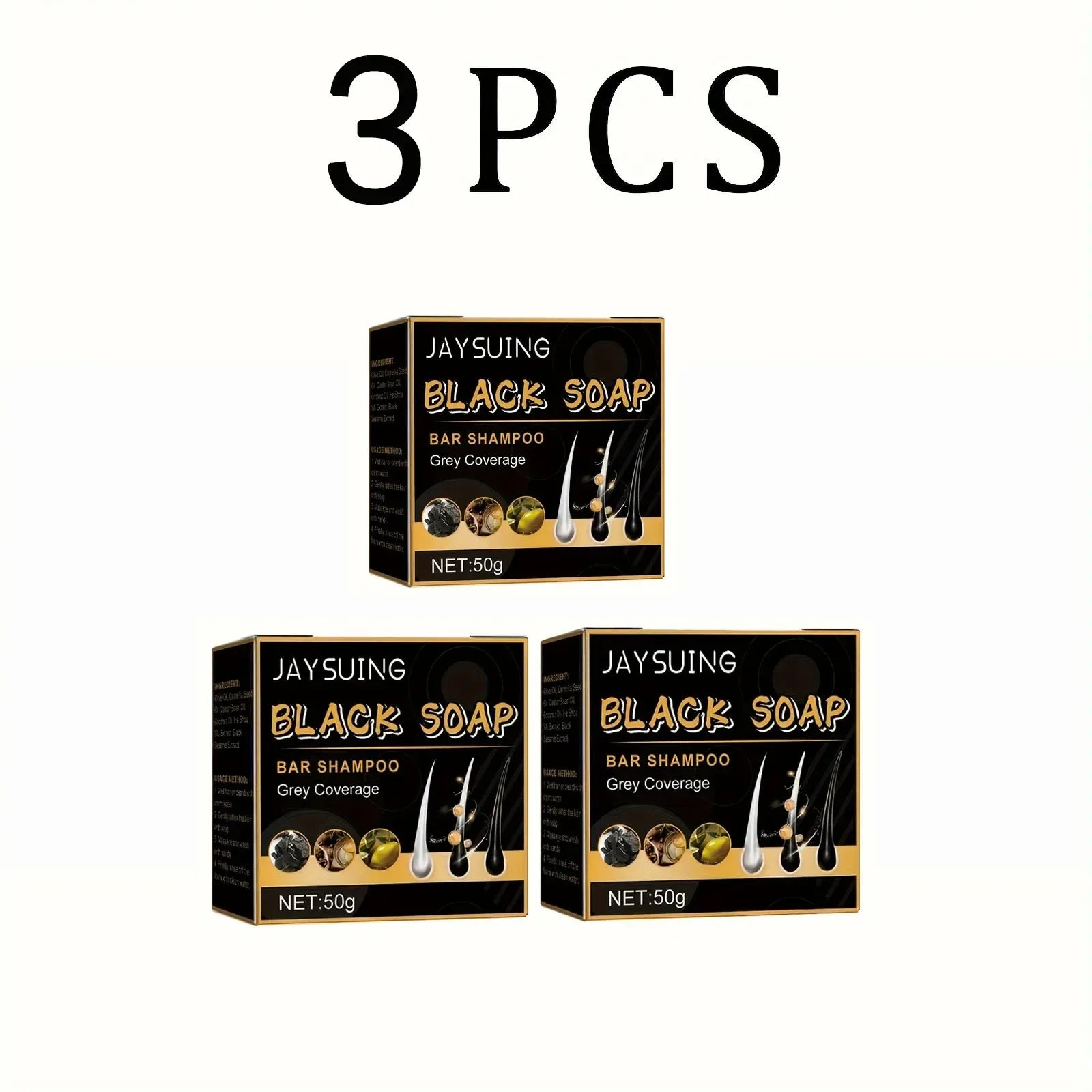 fachgo | Hair Shampoo Soap Polygonum Multiflorum Black Soap White Hair Repair Soap Hair Care Set Nourishing Anti Dandruff Hair Dye Soap