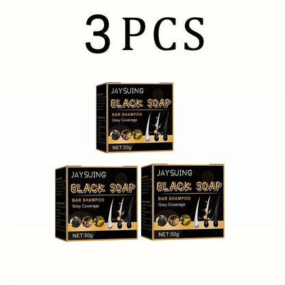 fachgo | Hair Shampoo Soap Polygonum Multiflorum Black Soap White Hair Repair Soap Hair Care Set Nourishing Anti Dandruff Hair Dye Soap