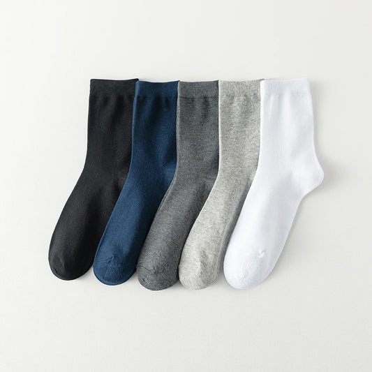 fachgo | 10 Pairs New Men's Cotton Socks Black Business Men Socks Soft Breathable Autumn Spring for Male White US6-10