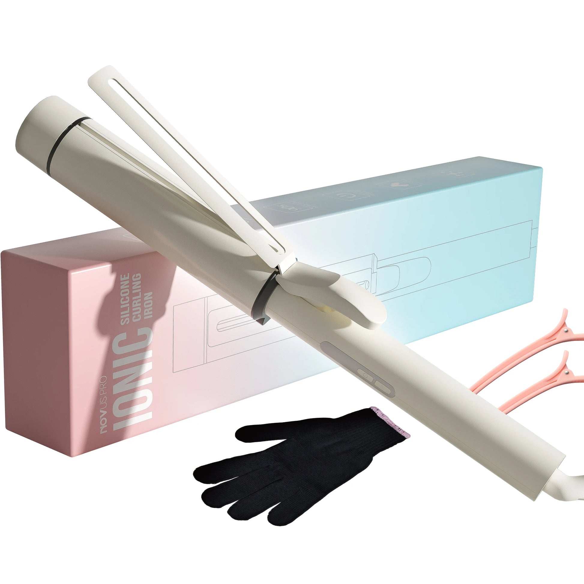 fachgo | 1.5 Inch Extra Large Curling Wand for Long Hair - Ceramic Tourmaline Barrel with 40000000 Negative Ions, 2 Clips