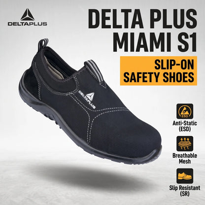 Safety Shoes Man Work Black Slip On Steel Toe Lightweight Breathable Summer Non Anti Static Protective