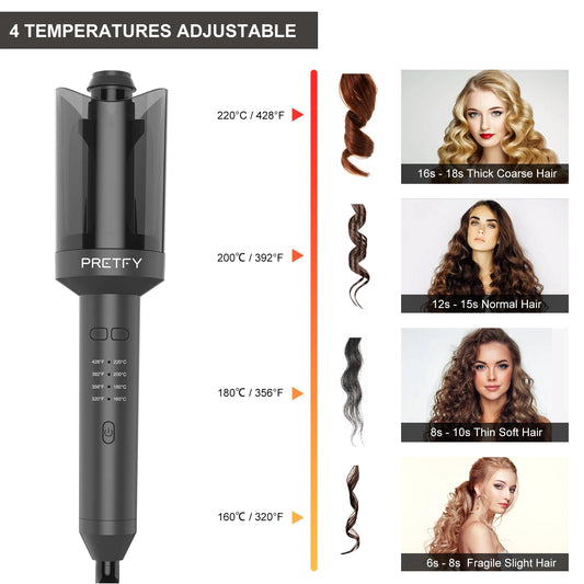 fachgo | US Hair Styling Tool Pretfy Auto Hair Curler Automatic Curling Iron with Rotate Left Right Hair Curling Wand for Hair Styling