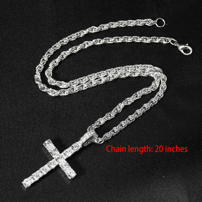 fachgo | New Iced Out Stacked Crosses Pendant Necklaces for Men With 13mm Cuban Chain Hip Hop Cross Rhinestone Jewelry pendant Gift