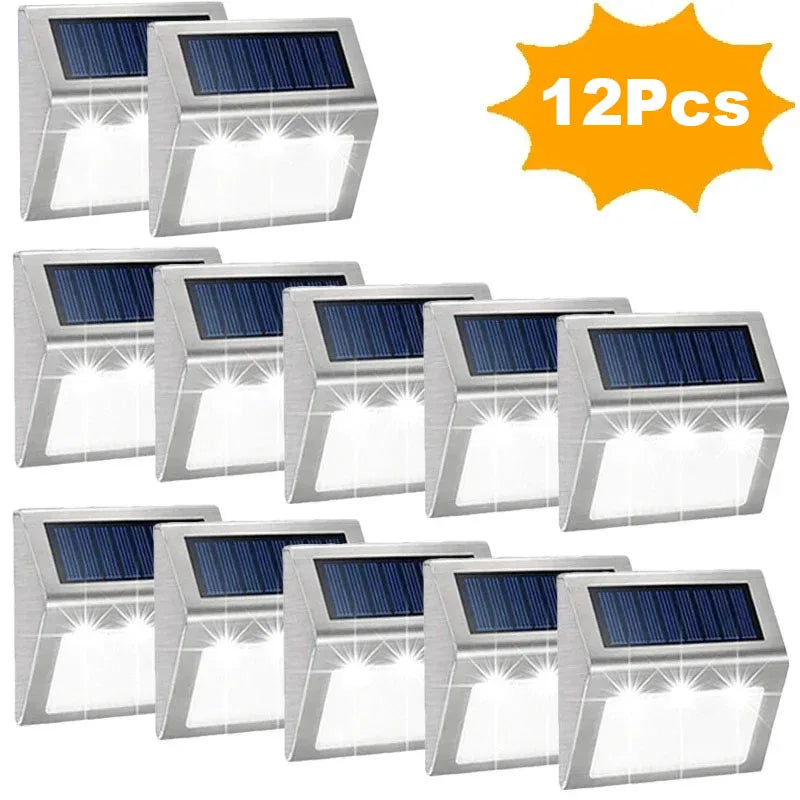 fachgo | 1-12Pack Solar Powered LED Deck Lights LED Solar Lamp Outdoor Stair Lights Stainless Steel for Garden Backyard Patio Wall Fence