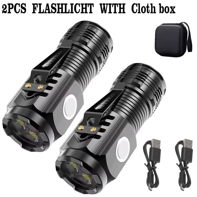 fachgo | 1/2PCS/A Set Portable Super Bright Mini Flashlight Night Walking, Rechargeable Waterproof Emergency Spotlight Outdoor Torch