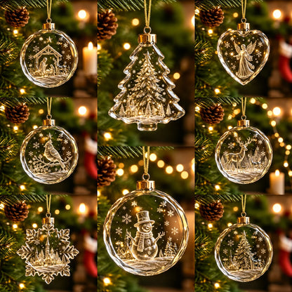 Christmas Tree Ornament Warm Holiday Hanging Decoration Winter Scenery Ornament Acrylic Transparent Acrylic Pendant For Mantel