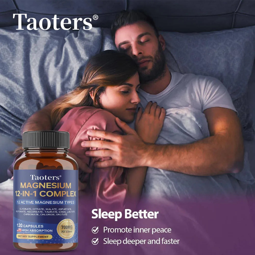 12-in-1 Magnesium Complex Supplement – High Absorption Rate, Supports Muscles, Nerves and Sleep, Suitable for Men and Women