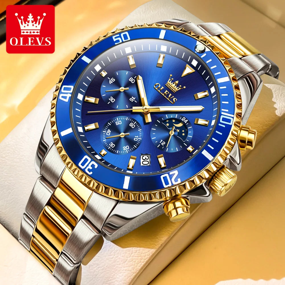 fachgo | OLEVS Watches For Men Classic with Date Dress Luxury Big Face Waterproof Luminous Men's Wrist Watch Stainless Steel Men Watch