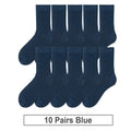Mens Cotton Crew Socks 10 Pair Soft Breathable Black Set