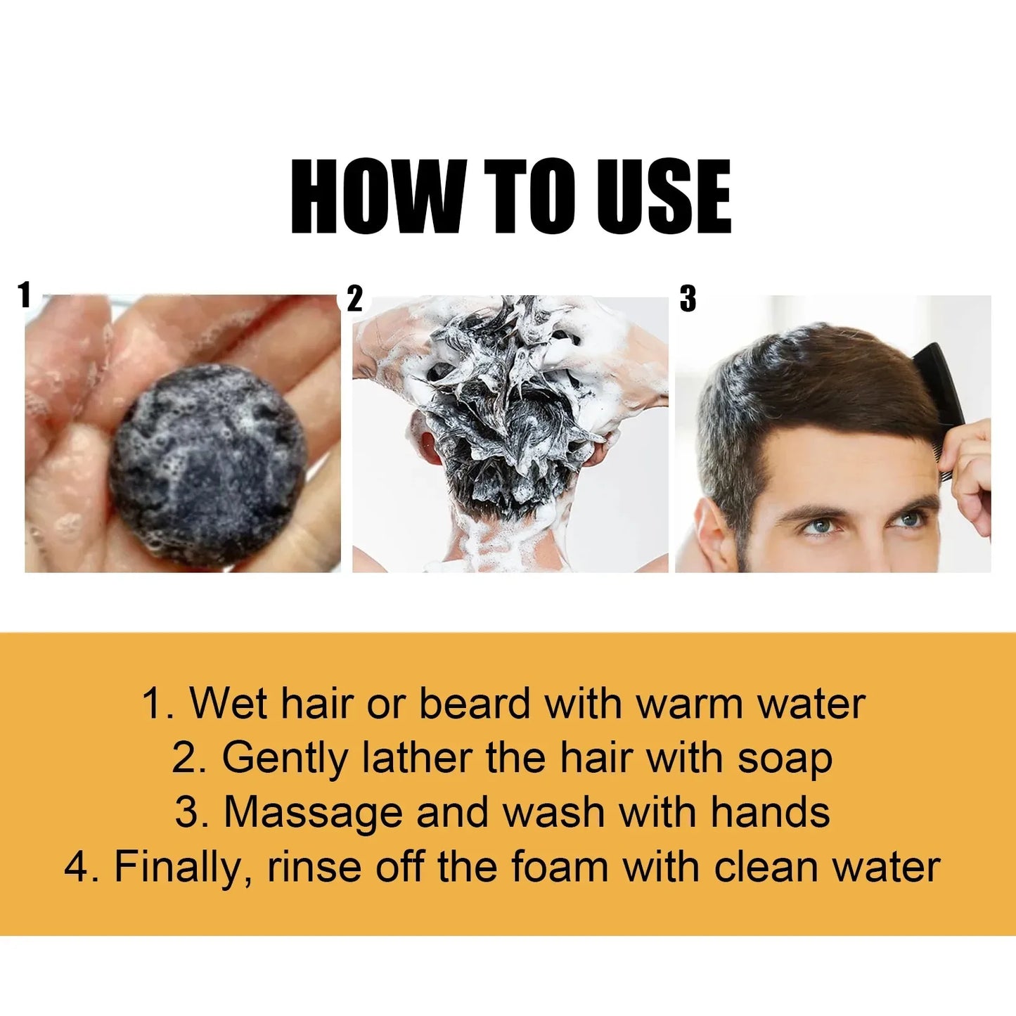 fachgo | Hair Shampoo Soap Polygonum Multiflorum Black Soap White Hair Repair Soap Hair Care Set Nourishing Anti Dandruff Hair Dye Soap