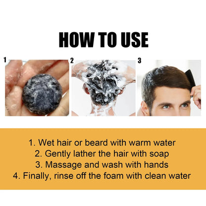 fachgo | Hair Shampoo Soap Polygonum Multiflorum Black Soap White Hair Repair Soap Hair Care Set Nourishing Anti Dandruff Hair Dye Soap