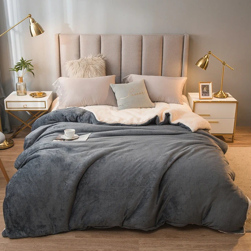 fachgo | Wool Throw Blanket Keep Warm Winter Bed Blankets Double Sided Queen Duvet Cover Camping Double Bed Cover Bedspread On The Bed