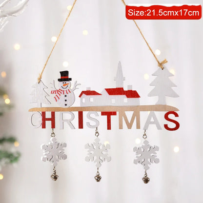 fachgo | Christmas Wooden Decorations Wall Porch Letter Pendant Snowman Hang Up Creative Decorative Crafts