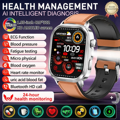fachgo | New Accurate Blood Pressure Smart Watch Uric Acid ECG+PPG Blood Oxygen Body Analysis Body Fat LED Flashlight smart watches 2025