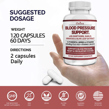 fachgo | Blood Pressure Support Supplement - Supports Fat Metabolism, Blood Circulation, Healthy Brain, Heart, Blood Vessels