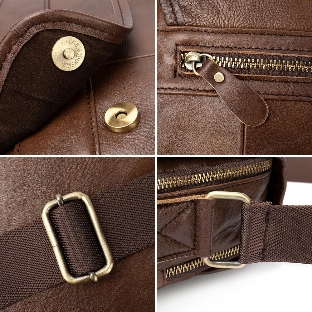 fachgo | MVA Men's Genuine Leather Bag Crossbody Bags for Men Messenger Bag Men Leather fashion Men's Shoulder Bags Male Handbags 1121