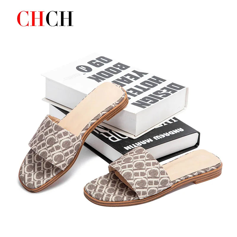 fachgo | Classic Simple Design Wearable Comfortable Anti-slip Sole Letter Printed Slippers Seasonal New Summer Fashion Women's Sandals