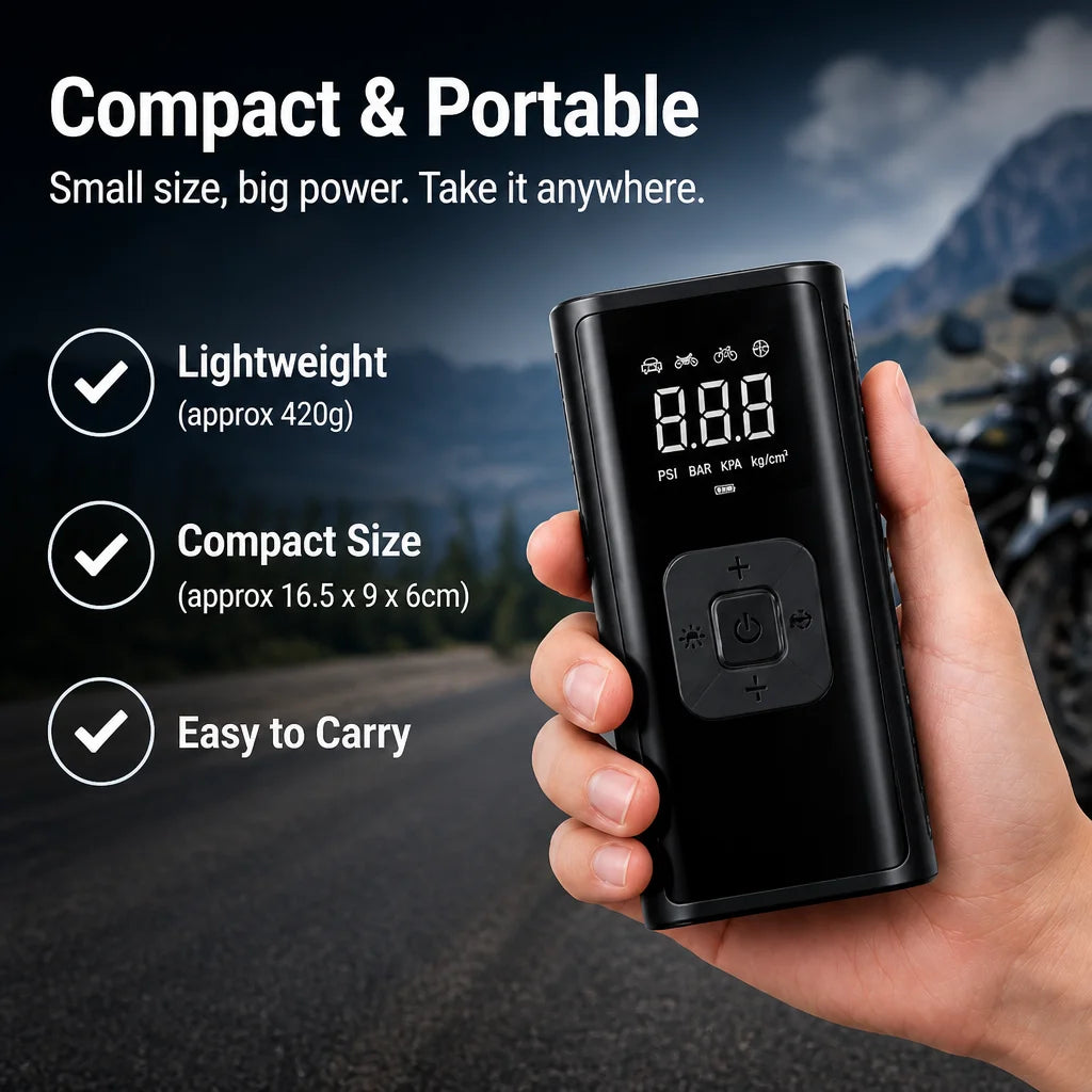 LEIBOO 150PSI Portable Air Compressor Electric Tire Inflator Wireless Air Pump Digital Pressure Gauge Car Bike Motorcycle Ball