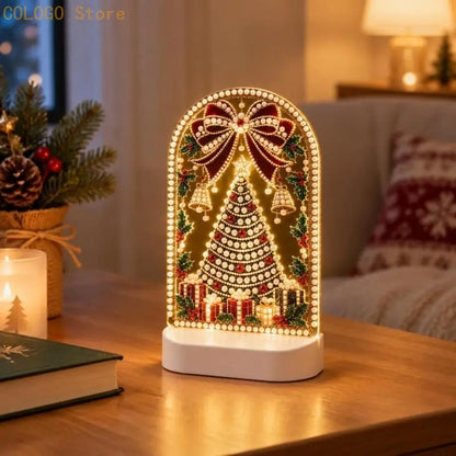 Christmas LED Acrylic Art Set with Faceted Pieces for a Handmade Indoor Display Project That Glows During Evening Use D0LD