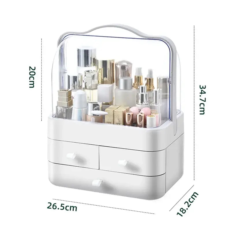 fachgo | 1pc Cosmetics Receiving Box Dust-Proof Desktop Makeup Organizer with Drawer for Skin Care Products Household Storage Box Shelf