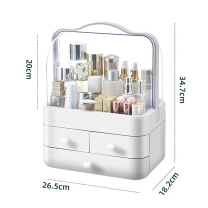 fachgo | 1pc Cosmetics Receiving Box Dust-Proof Desktop Makeup Organizer with Drawer for Skin Care Products Household Storage Box Shelf