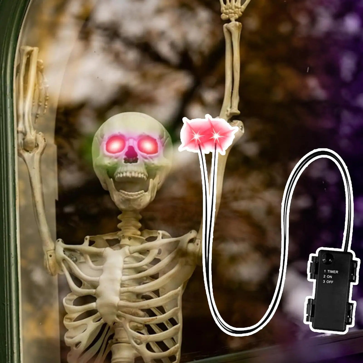 Halloween LED Glowing Eyes With Timer Light Up DIY Eyes for Skeleton Pumpkins Masks Tombstones Indoor Outdoor Horror Decorations