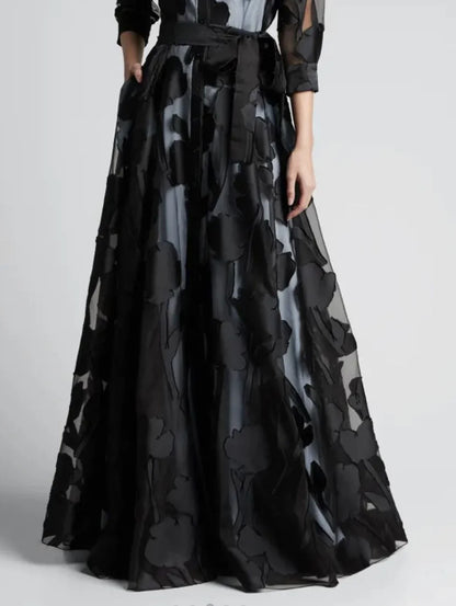 fachgo | Elegant Jacquard Mesh Maxi Dress for Women