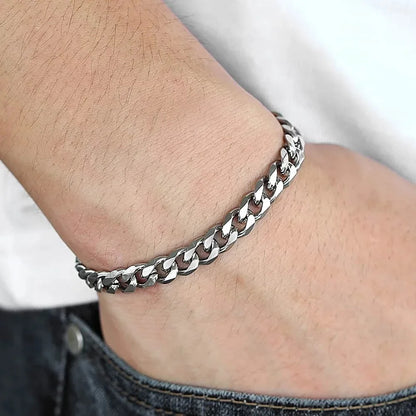 fachgo | New Trendy Cuban Chain Men Bracelet Classic Stainless Steel 3/5/7/9mm