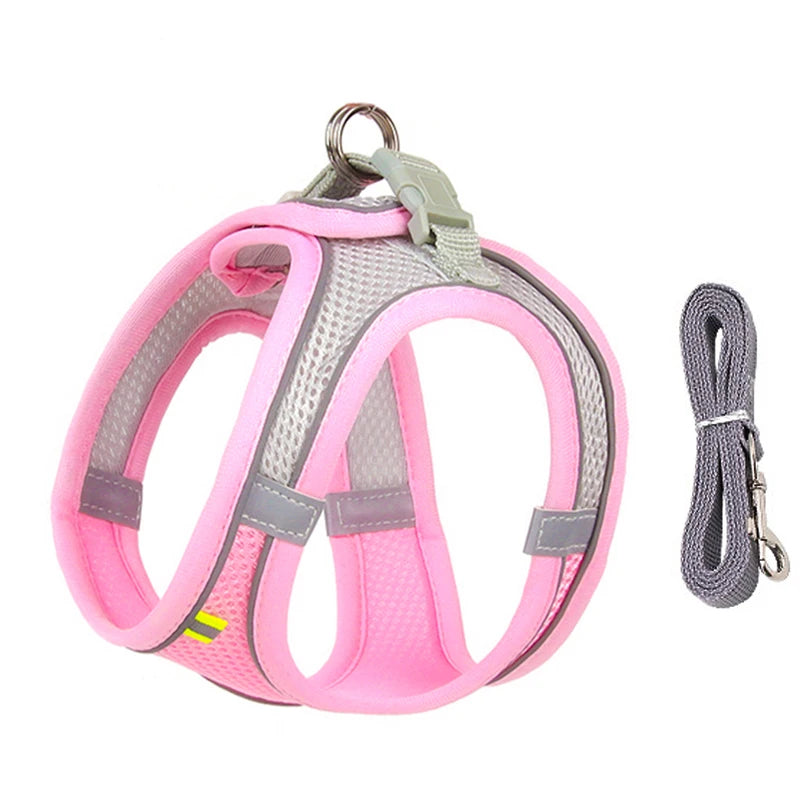 fachgo | Dog Harness Leash Set for Small Dogs Adjustable Puppy Cat Harness Vest French Bulldog Chihuahua Pug Outdoor Walking Lead Leash