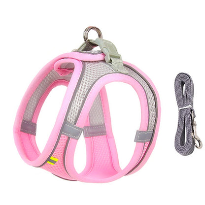 fachgo | Dog Harness Leash Set for Small Dogs Adjustable Puppy Cat Harness Vest French Bulldog Chihuahua Pug Outdoor Walking Lead Leash