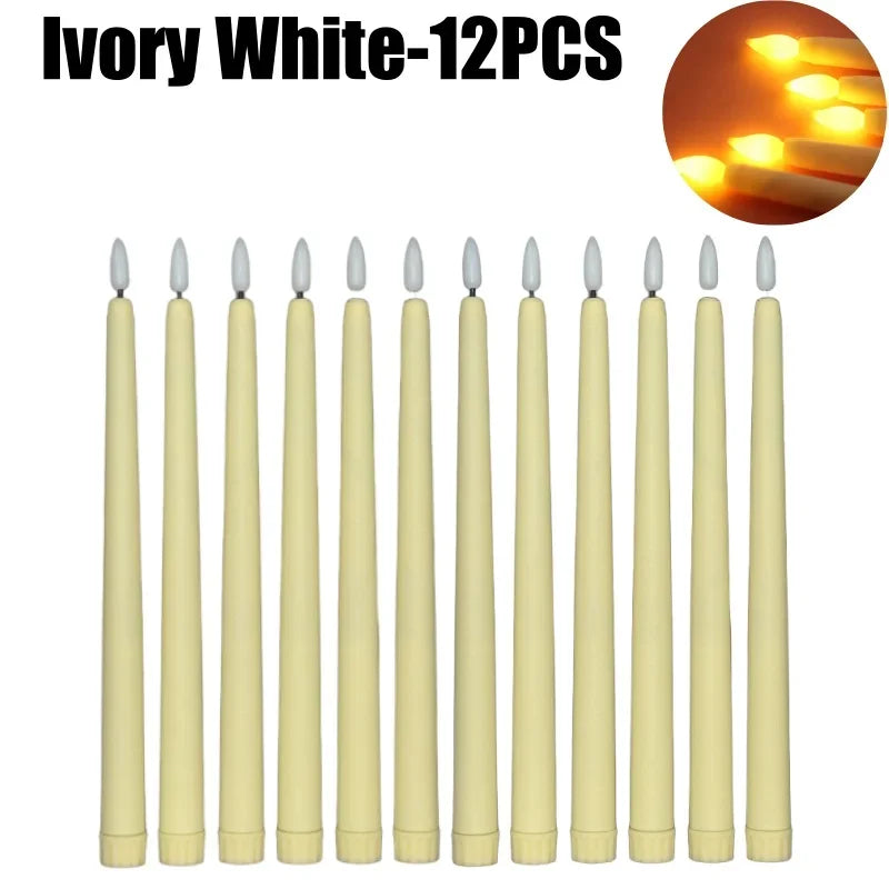 LED Flameless Taper Candles Battery Operated Realistic Flickering Remote Control Dinner Wedding Party Decoration Long Candles
