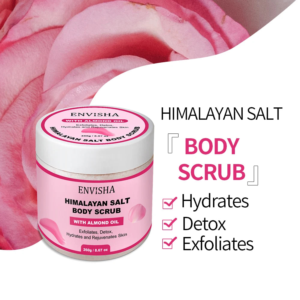 fachgo | ENVISHA Beauty Health Rose Body Massage Bath Salt Scrub Exfoliating Moisturizing Nourish Soften Whitening Skin Care Shrink Pores