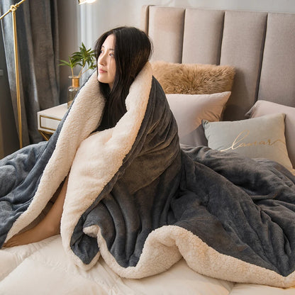 fachgo | Wool Throw Blanket Keep Warm Winter Bed Blankets Double Sided Queen Duvet Cover Camping Double Bed Cover Bedspread On The Bed