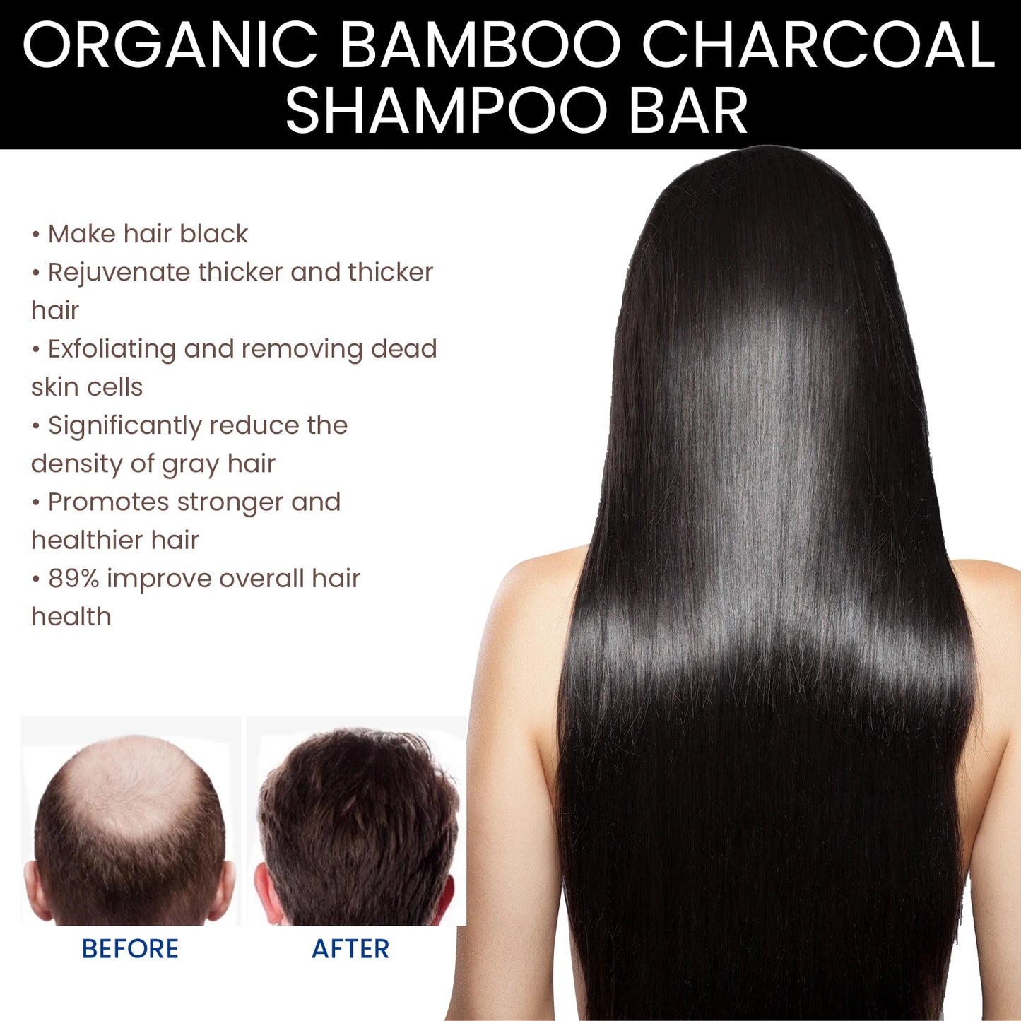 fachgo | Bamboo Charcoal Shampoo Soap Deep Clean The Scalp Create Dark And Thick Hair Improve Dryness Hair Nourish Charcoal Shampoo Soap