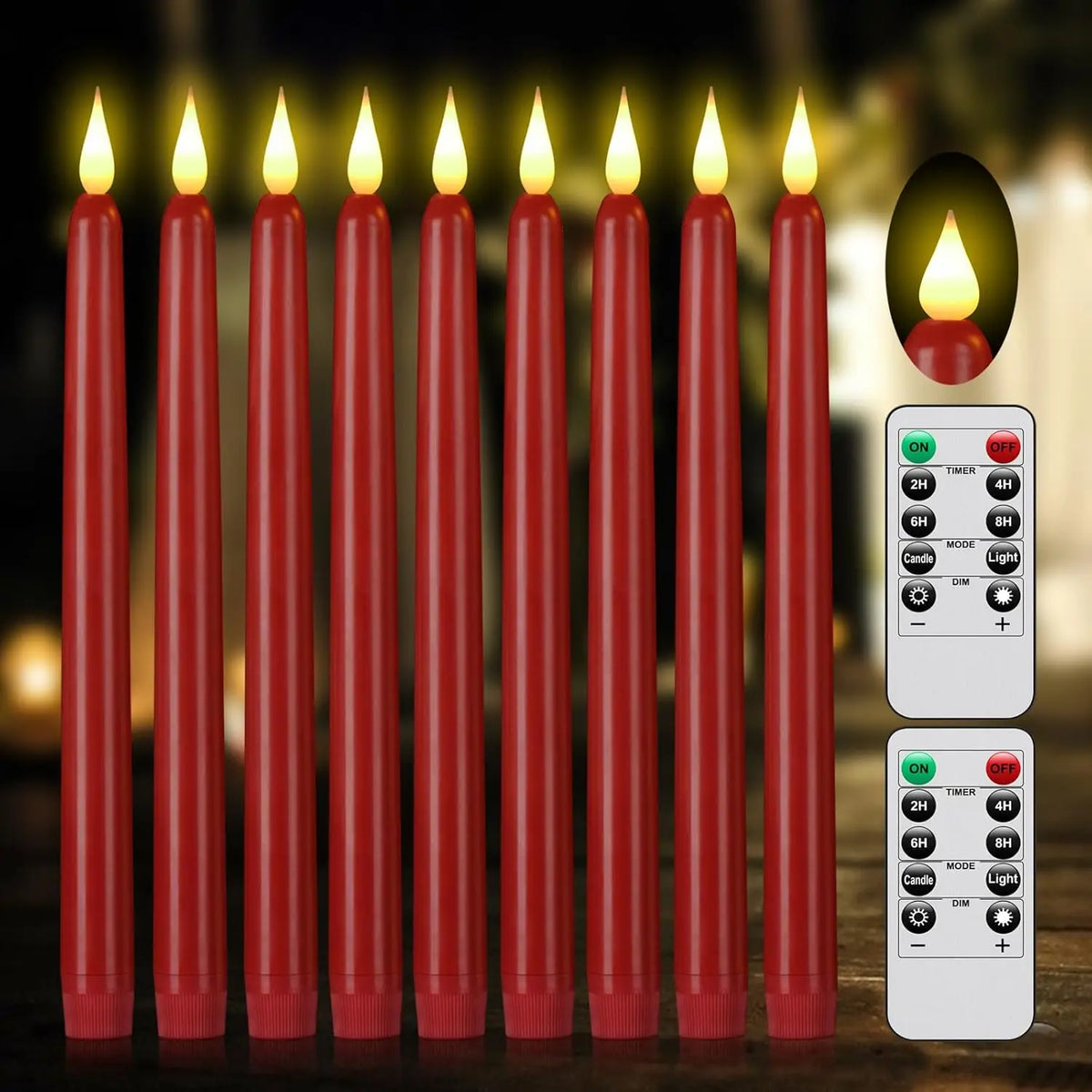 LED Flameless Taper Candles Battery Operated Realistic Flickering Remote Control Dinner Wedding Party Decoration Long Candles