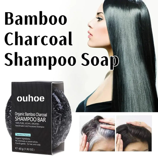 fachgo | Bamboo Charcoal Shampoo Soap Deep Clean The Scalp Create Dark And Thick Hair Improve Dryness Hair Nourish Charcoal Shampoo Soap