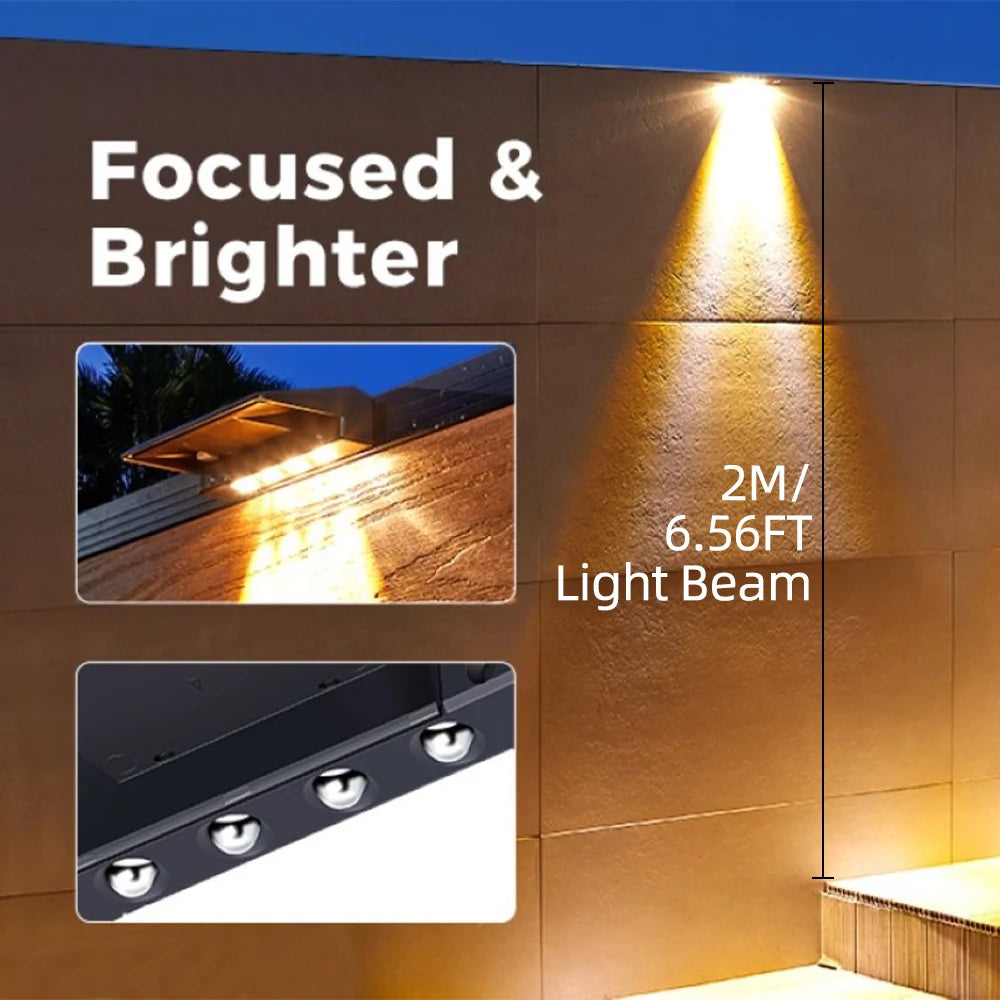 fachgo | 2 Pack Solar Wall Lights 4 LED Solar Fence Lights Outdoor Waterproof Solar Deck Lights Wall Lights for Fence Post Yard Pathway
