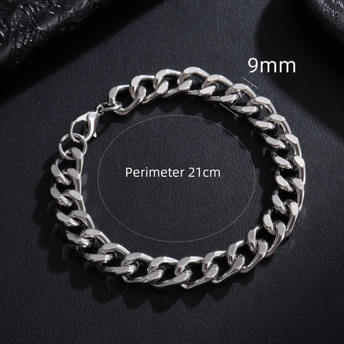 fachgo | New Trendy Cuban Chain Men Bracelet Classic Stainless Steel 3/5/7/9mm