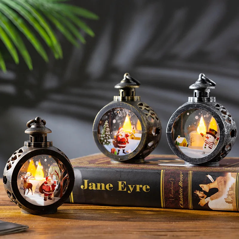 fachgo | Christmas Decorations Retro Night Lights Luminous Gift Window Decorations Tabletop Decorations Props Atmosphere Pendants