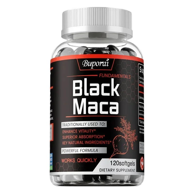 fachgo | Black Maca Supplement - Natural Nergizer, Improve Performance, Energy, Endurance Muscle Mass Improve, Balance Hormones