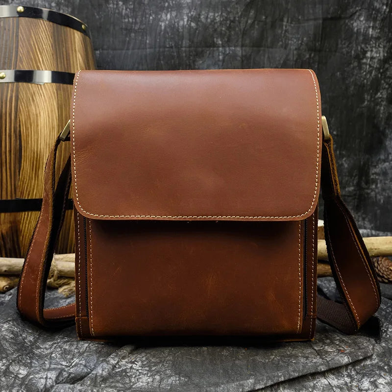 fachgo | High Quality Men's Leather Shoulder Bag Genuine Leather Crossbody Bags For Male Messenger Bags Vintage Sling Bags Man Bags 2024