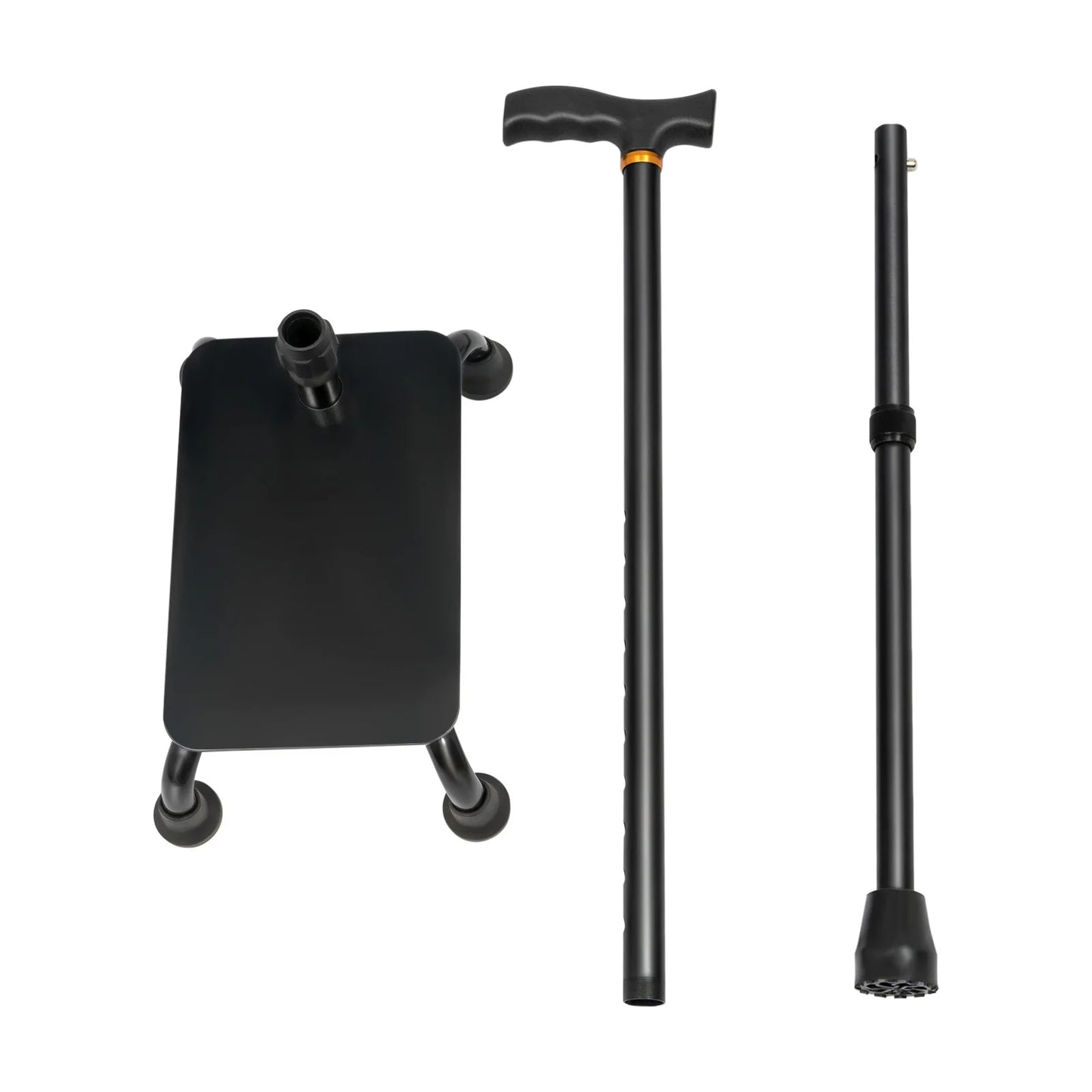fachgo | Adjustable Walking Stick with 4 Feet, Walking Assist Cane with 4-Legged Base, Stair Lift Aid for Seniors