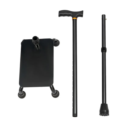 fachgo | Adjustable Walking Stick with 4 Feet, Walking Assist Cane with 4-Legged Base, Stair Lift Aid for Seniors