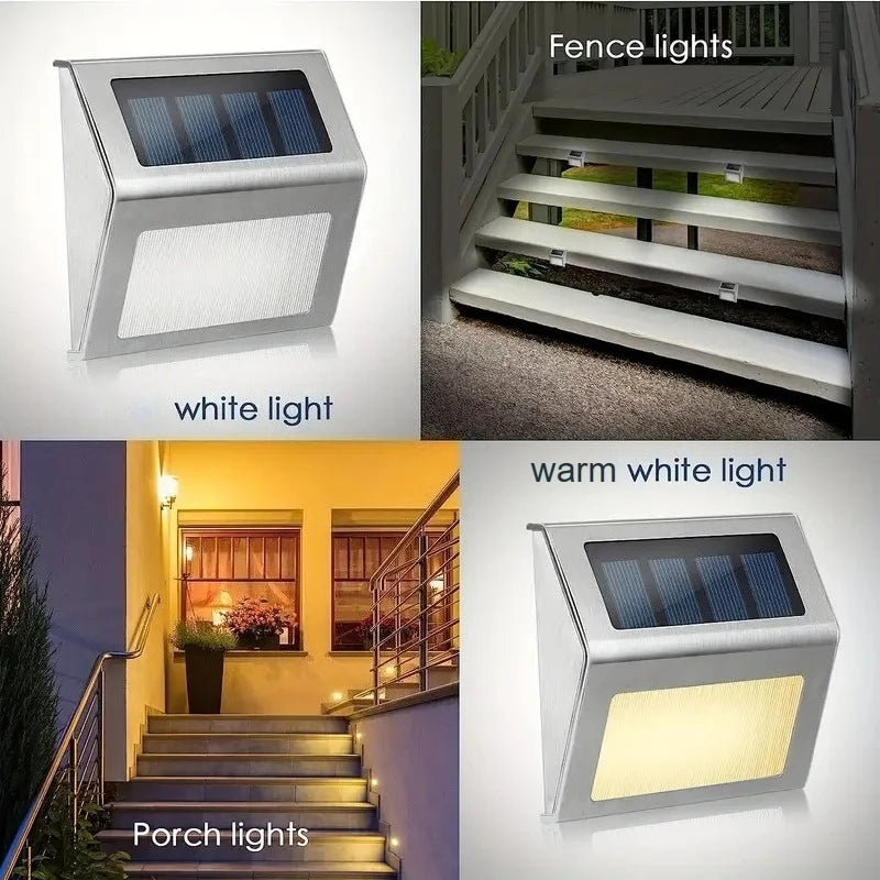 fachgo | 1-12Pack Solar Powered LED Deck Lights LED Solar Lamp Outdoor Stair Lights Stainless Steel for Garden Backyard Patio Wall Fence