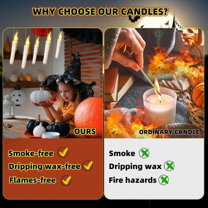 Pack of 12/24pcs LED Floating Taper Candles with Remote Flameless Flickering Hanging Candle Light for Home Christmas Party Decor